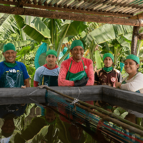 Anställda på bananplantage inom Fairtrade