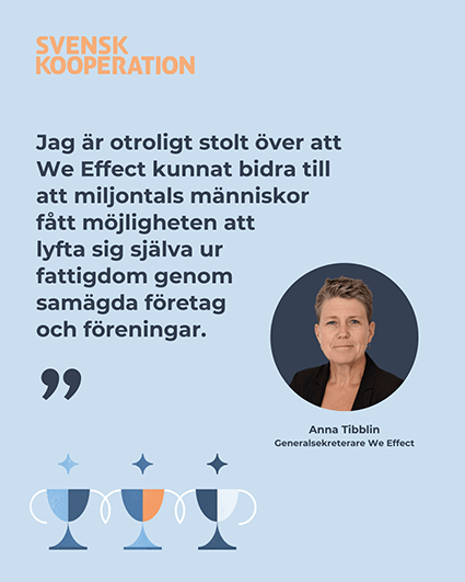 Citat från Anna Tiblin om att We Effect mottar priset 2025.