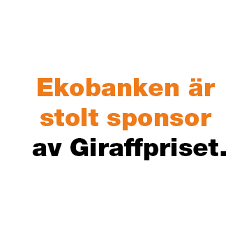 Text: Ekobanken är stolt sponsor av Giraffpriset.