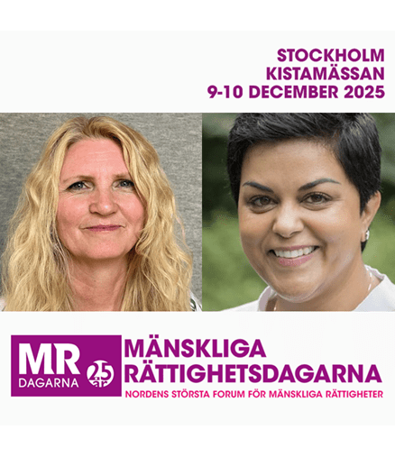 Maria Flock Åhlander och Parul Sharma på Mänskliga Rättighetsdagarna 9-10 december 2025 i Kistamässan