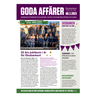 Framsidan av tidningen Goda Affärer