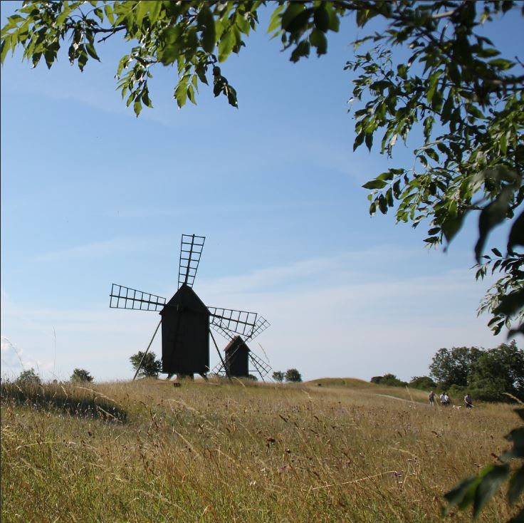 En kvarn i horisonten en sommardag.
